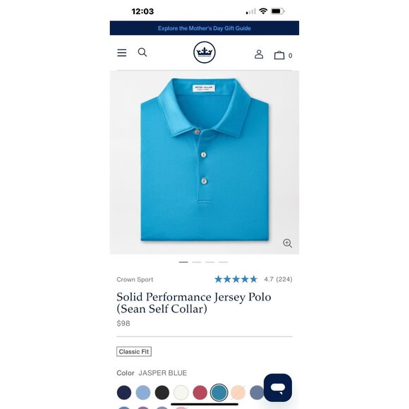 Peter Millar Summer Comfort Solid Wicking Polo in Jasper Blue SZ XL - Picture 8 of 8